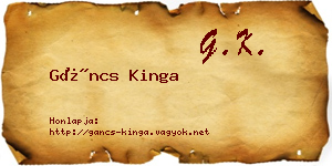 Gáncs Kinga névjegykártya